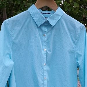 Lands End polka dot button down shirt